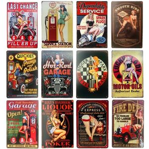 Pin Up Girl Metal Tin Signs Vintage Wall Art Painting Tools Poster Bar Pub Cafe Shop Home Decor Sexy Lady Poster Plate Plaque Man Cave Home Decor Size 30X20CM w01