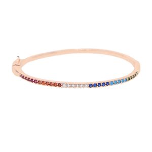 Link Chain New Rectangle CZ Stone Armband för kvinnor Lyxsmycken Rose Gold Color Rainbow CZ Tennis Gorgeous Trendy Bangle G230222