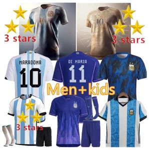 Argentina soccer jerseys Commemorative 2023 men kids kit 22 23 Maillots de foot Maradona DYBALA MESSIS MAC ALLISTER special badge Player football shirt uniform S-2XL