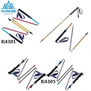 Trekking Poles 2PCS AONIJIE E4201 Lightweight Folding Collapsible Quick Lock Trekking Pole Hiking Pole Trail Running Walking Stick Carbon Fiber J230224