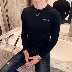 Herr t-skjortor Autumn Winter Solid Turtleneck Simple All Match Long Sleeve Tee Shirt Homme Slim Fit Casual T-shirts Streetwear Black/White