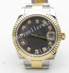 Box 20 Style 31mm Crystal Watches Women's Automatic 2813 Fluted Bezel BP Steel Yellow Gold Mother With Roman of Pearl Dial Date Women Ladies Sapphire armbandsur