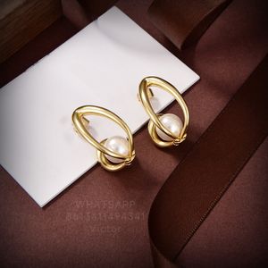 Botiega Oval Ohrringe Designerschstene für Frauen goldplattiert 18k Perlen Mode höchste Thekenqualität Klassiker Stil Never Fade Jubiläumsgeschenk 028