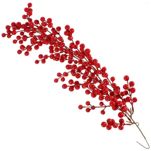 Dekorativa blommor bär juldekor Konstgjorda bär plocka Holly Garland hängande kon kransröd tall dörrträd simulering ornament
