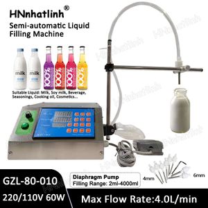 GZL-80 With 1 Head Liquid Filler Diaphragm Pump Bottle Filler Semi-automatic Liquid Vial Desk-top Filling Machine for Juice Beverage Oil Perfume 3-4000ml