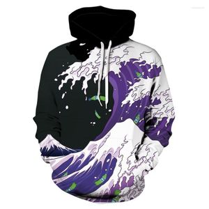 Erkek Hoodies İlkbahar ve Sonbahar Trend Uzun Kollu Cep Hoodie 2023 Erkekler İçin 3D Baskılı Dalga Tasarımı Kadın Sokak Spor