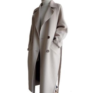 Women's Jackets 2023 Autumn Winter Women Woolen Coat Large Size Loose Coats Doublebreasted Cashmere Long Overcoat Female F082 230223