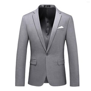 Mäns kostymer Män grå Slim Fit Jacket Blazer Classic Business Casual Single Button Suit 2023 Brand Party Dinner Prom Compuume Homme