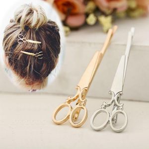 Ribbon Gold Silver Creative Scissors Form Women Lady Girls Hair Clip Delicate Hair Pin Hair Barrette H￥rtillbeh￶r Dekorationer 1714