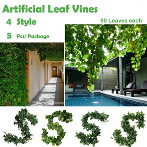 Decorative Flowers 5pcs 2m Artificial Eucalyptus Garland Leaves Vine Fake Vines Rattan Plants Ivy Wreath Wall Decor Wedding Decoration