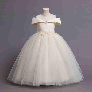 Flickans klänningar Kids Girls Party Princess Classy Long Dress for Pageant Weddings Birthday Brides Tärna Prom Aftonklänningar kommer 5 ~ 14 år W0224