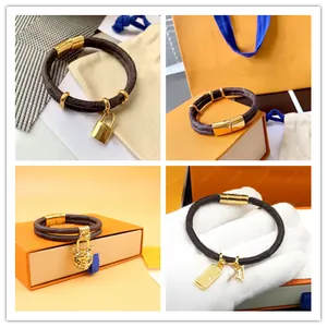 Designer Leather Bracelet For Mens Women Brand Luxury Jewelry Gold Lock Bracelets Men Pendant Tiger Female 17cm 19cm 21cm