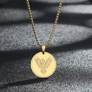 Pendant Necklaces Vintage Sun God Bird Amulet Necklace For Men Women Stainless Steel Myth Phoenix Talisman Charm Choker Chain Jewelry Gift