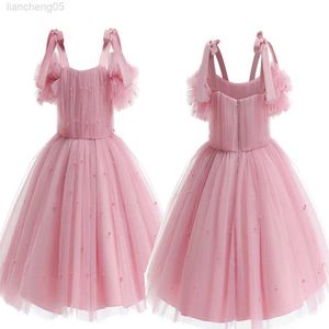 Mädchenkleider Prinzessin Hosenträger Spitze Perle Weihnachten Halloween Kinder Performance Kleid Kuchen Rock Schmetterling Niedlich Juni Geburtstagsgeschenk W0224