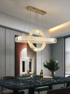 Lustre de luxo lustre moderno ilha de cozinha de cozinha pendurada lâmpada criativa k9 lustre de cristal lustre sala de jantar iluminação instalação