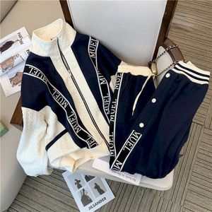 Womens Hoodies Sweatshirts Sports Set Women Casual Fashion Cardigan Coat Set Loose Patchwork Design Sweatshirt Jacket och Sweatpants Two Piece Suits Woman 230224