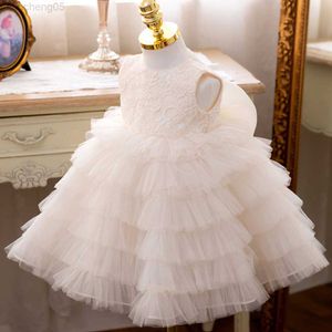 Girl's Dresses White Newborn Flower Party Dress 1st Birthday Dress For Baby Girl Princess Wedding Baptism Dress Girl Tutu Ball Gown Kids Clothe W0224