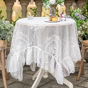 Table Cloth 1PCS Luxury Embroidery Cover Lace Tablecloth Pastoral Round Dining Cloths Home Decoration Nappe Noel E020