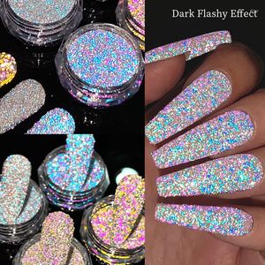 Nail Glitter 5G/1Box Sparkling Diamonds Powder Silver Reflective Dust Fine Crystal Pigment Art Decorations