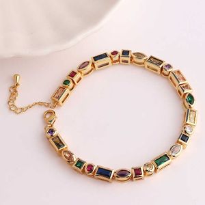 Link Chain Luxury Geometric Rainbow Cubic Zirconia 5A CZ Tennis Chain Bracelet Classic Fashion Women Jewelry G230222