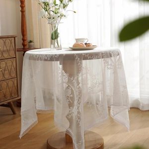 Table Cloth French Hollow Lace White Tablecloth European Flower Coffee Cover Fabric Wedding Po Background Mat Coat Home Decor