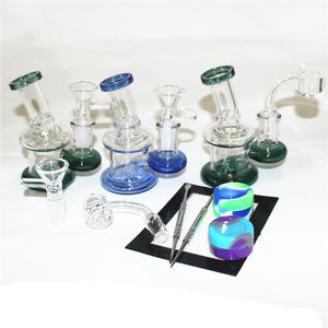 4,5 tum mini Glass Oil Rig Bongs Hookahs 14mm Female Heady Water Pipes Thick Glass Dab Rigs Ash Catcher With Bowl eller Quartz Nail