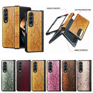 Shockproof Phone Cases for Samsung Galaxy Z Fold 4/3 Snakeskin Pattern PU Leather Protective Case