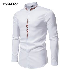 Mens Casual Shirts Men Spring Autumn Shirt Prom Social Henley Dress Shirt Long Sleeve Gold Print Tops Clothing Streetwear Casual Fashion Clothes 230224