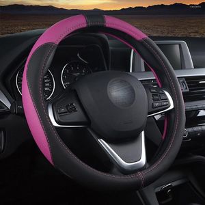 Steering Wheel Covers QFHETJIE Summer Refreshing Full Leather Car Cover Wear-resistant Non-slip Fashion Accessories