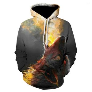 Men's Hoodies 2023 3D Wolves Growl Hooded Hoodie Hip Punk Sweatshirt Mens Outwear Night Unisex Young Streetwear Dropship