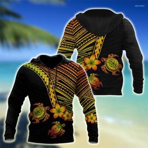 Erkek Hoodies Sweatshirts Moda Polinezya Frangipani Kaplumbağa Dövmesi Erkekler 3D Baskılı Cep Spordu Kadınlar Giyim Maddeleri Pat22