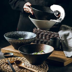 Dinnerware Sets Japanese creative tableware set commercial bamboo hat ceramic bowl household large ramen rice noodles soup bowl 230223
