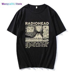 Wangcai01 camisetas masculinas Radiohead de impressão vintage camiseta masculina de grandes dimensões 100% algodão unissex camisetas hip hop rock banda de música tees harajuku ma tops 0224h23