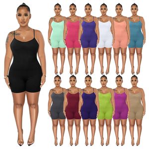 Designer Pagliaccetti sexy Donna Estate senza maniche Cinghie senza spalline Tute Casual Solido scollo a V Bodycon Tute Night Club Wear Tuta Abbigliamento all'ingrosso 9334