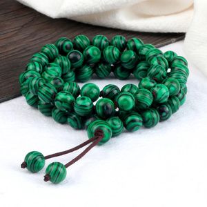 Strand Beaded Strands 8MM Malachite Stone Bracelet Charm 80 Beads Meditation Necklace Prayer Natural Healing Jewelry Gift For Women Men