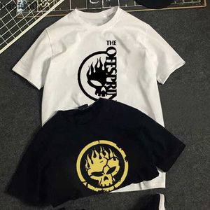 Erkek Tişörtleri Alev Kafatası Baş Punk Tshirt Popüler Yavru Kafatası Punk Band Teps Kadın Erkekler Hipster Street Giyim Ropa Hombre Camisetas W0224