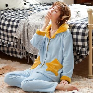 Women's Sleepwear Autumn Women Winter Coral Velvet Long Sleeve Female Pajama Sets Thick Warm Sexy Pajamas Girls Pyjama Femme Homewear