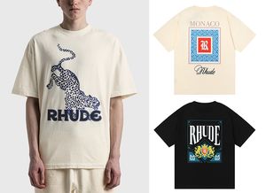 INS HOT 23SS T RHUDE Tシャツスケートボードメンズデザイナー女性男性カジュアルTシャツグッドメンズTシャツ米国サイズ