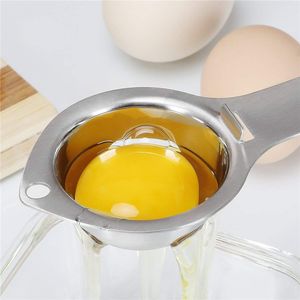 LMETJMA Egg Separator Stainless Steel Egg Yolk White Separator Food Grade Egg Divider Egg White Yolk Filter Kitchen Tools KC0079