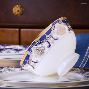 Skålar jingdezhen rätter och bordsartiklar skål pinnar av ben porslin set dish hushåll keramik