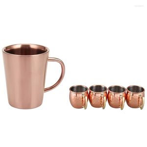 Mugs 1X 340 Ml Stainless Steel Copper Plated Coffee Cup Rose Gold & 4X Mini 2-Ounce Moscow Mule Mug