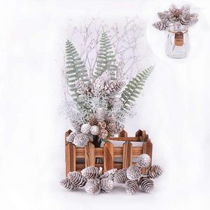 装飾的な花人工植物フェイクパインコーンホーム装飾6/10pcs/バンドルクリスマスDIY