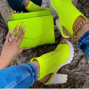 Sandals Summer Mesh Women Chunky Heels Gladiator Slip-on Sexy Iridescent Platform Pump Female Party Ladies Y2302