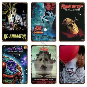 Vintage Horror Movies tin Poster Metal Plate Signs Shabby Chic Man Cave Wall Decor Tin Sign Retro Cinema Stickers Home Bar personalized Plaques Size 30X20cm w02