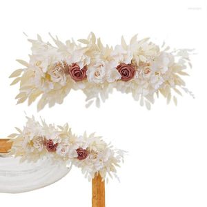 Decorative Flowers Flower Arch Decor Swag Wall Artificial Rose Floral For Wedding Chair Arbor Ceremony