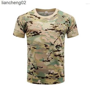 Mäns T-shirts Herrarna T-skjortor Herrskjorta Fiske Top Hunting Army Military Camouflage W0224
