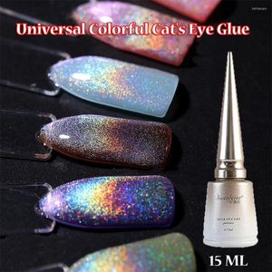 Nagelgel 8/15 ml färgglad kattens ögonlim holografisk suak-off uv polsk lack lysande semi permanent aurora glitter