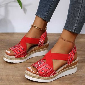 Sandals 2023 Wedges Shoes for Women Retro Cross Straps Sandalias Platform Open Tee Teme Summer Mujer Y2302