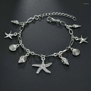 Fußkettchen Retro Seestern Muschel Anhänger Modekette Strand Rune Knöchel Sandale Seestern Barfuß Fußkettchen Armband