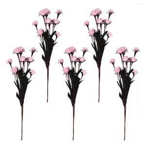 Flores decorativas 5 PCs Fake Rose Bouquet Realistic Flower Decoration Bouquets Bouquets de casamento Decoração de noiva European estilo Roses de seda vasos